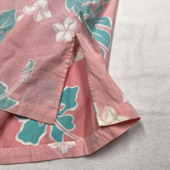 Vintage 90s KALAHEO Hawaiian Shirt Men S Pink Reverse Floral Palms Beach USA - Picture 7 of 16